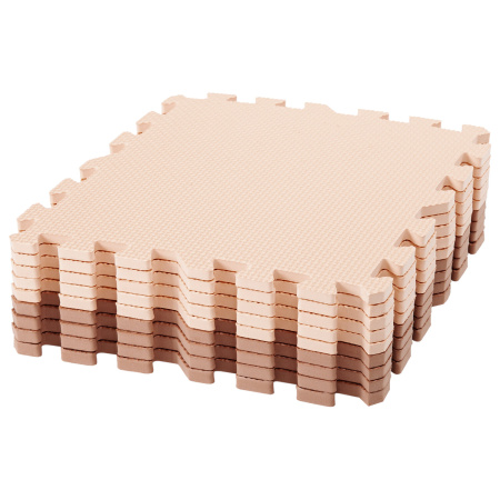 Коврик-пазл напольный 0,9х0,9 м, мягкий, бежевый, 9 элементов 30х30 см, толщина 1 см, ЮНЛАНДИЯ, 664661 - Игрушки развивающие
