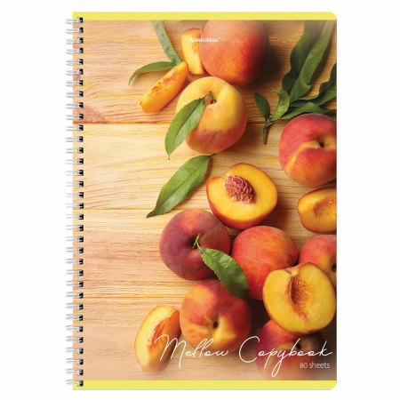 Тетрадь А4, 80 л., BRAUBERG, гребень, клетка, обложка картон, "Фрукты", 404051 - Тетради формата А4