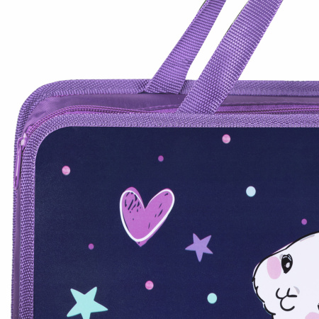 Папка на молнии с ручками ЮНЛАНДИЯ А4, 1 отделение, пластик, ширина 80 мм, "Fluffy Tail", 271459 - Папки-сумки с ручками