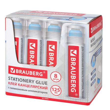 Клей канцелярский BRAUBERG, 125 мл, с силиконовым аппликатором, 228403 - Клей канцелярский
