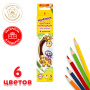 Карандаши цветные СУПЕРМЯГКИЕ ЮНЛАНДИЯ "ТРОПИКИ", 6 цветов, трехгранные, с РАСКРАСКОЙ, 181646 - Карандаши цветные