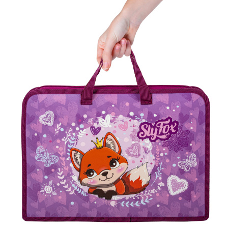 Папка на молнии с ручками ЮНЛАНДИЯ А4, 1 отделение, пластик, ширина 45 мм, "Sly fox", 270945 - Папки-сумки с ручками