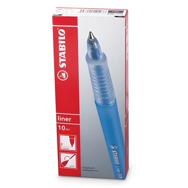 Ручка шариковая STABILO "Liner", ЧЕРНАЯ, корпус черный, узел 0,7 мм, линия письма 0,3 мм, 808/46 - Ручки шариковые неавтоматические