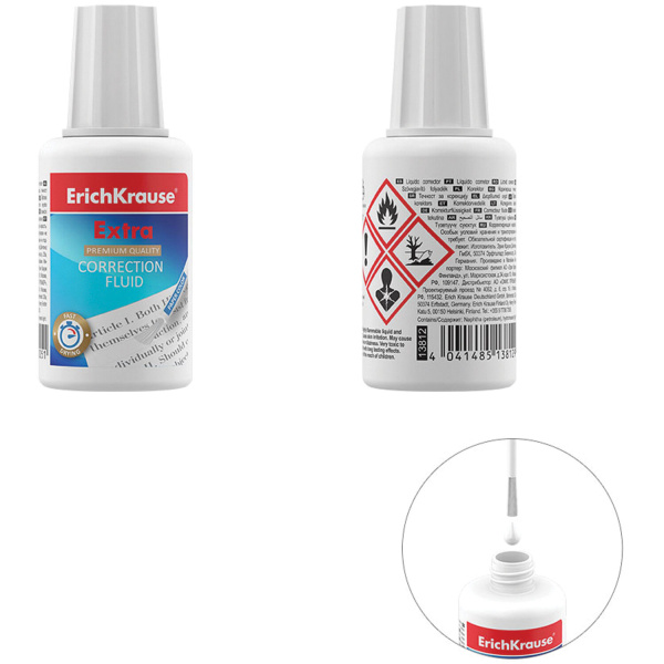 Корректирующая жидкость ERICH KRAUSE, 20 мл, флакон с кисточкой, 5 - Корректирующие жидкости