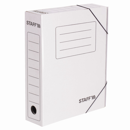 Папка архивная с резинкой А4 (325х250 мм), 75 мм, до 700 листов, микрогофрокартон, БЕЛАЯ, STAFF, 128878 - Накопители документов