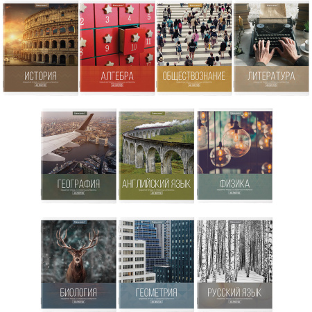 Тетради предметные, КОМПЛЕКТ 10 ПРЕДМЕТОВ, "КЛАССИКА XXI", 48 л., обложка картон, BRAUBERG, 404025 - Тетради предметные