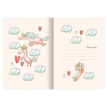 Тетрадь 60 л. в точку обложка SoftTouch, бежевая бумага 70 г/м2, сшивка, В5 (179х250 мм), ЕДИНОРОЖКИ, BRAUBERG, 403827 - Тетради более 60 листов