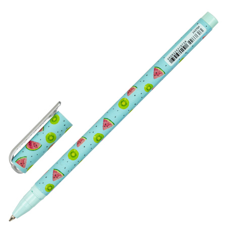Ручка шариковая BRAUBERG SOFT TOUCH STICK "JUICY FRUIT", СИНЯЯ, мягкое покрытие, узел 0,7 мм, 143704 - Ручки шариковые неавтоматические