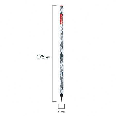 Карандаш чернографитный BRAUBERG "ARMY", 1 шт., HB, корпус ассорти, 181770 - Карандаши чернографитные