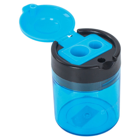 Точилка BRAUBERG "Office Round", 2 отверстия для чернографитных карандашей (в том числе утолщенных), с контейнером, ассорти, 228446 - Точилки ручные