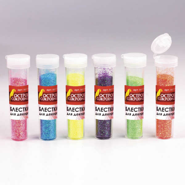 Блестки (глиттер) для декора ОСТРОВ СОКРОВИЩ, НЕОН, 7 грамм, 1 шт, 662219 - Блестки для декора