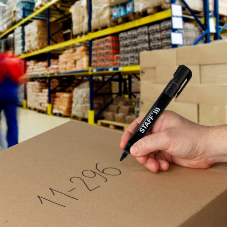 Маркер перманентный с колпачком для вскрытия коробок STAFF "Basic" LOGISTIC PM-150, ЧЕРНЫЙ, 3 мм, 152201 - Маркеры перманентные