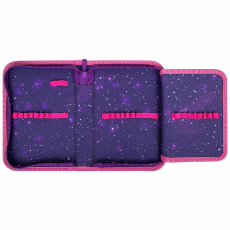 Пенал BRAUBERG, 1 отделение, 1 откидная планка, полиэстер, 21х14 см, "Space cat", 270712 - Пеналы каркасные