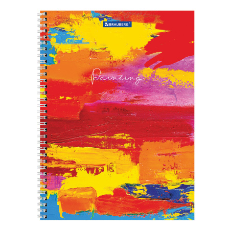 Тетрадь А4, 120 л., BRAUBERG гребень, клетка, обложка картон, "Painting", 404072 - Тетради формата А4