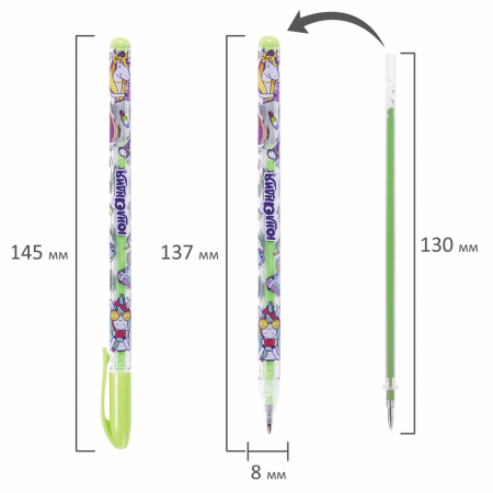 Ручки гелевые ЮНЛАНДИЯ, НАБОР 6 ЦВЕТОВ, ПАСТЕЛЬ, корпус с печатью, узел 0,7 мм, линия письма 0,5 мм, 142803 - Наборы гелевых ручек