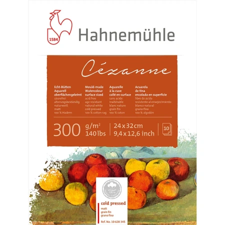 Hahnemuhle Альбом-склейка для акварели "Cezanne", 300 г/м2 , 24х32 см, хлопок 100%, 10 л, крупное зерно
