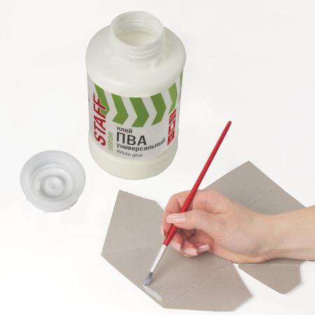 Клей ПВА универсальный 1 кг (бумага, картон, дерево), STAFF, 606431 - Клей ПВА