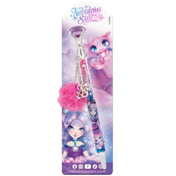 Серия: Nebulia. Ручка шариковая с помпоном и кристаллами - Ручки