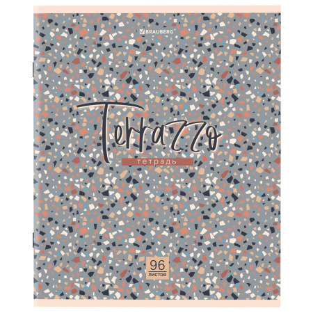Тетрадь А5 96 л. BRAUBERG скоба, клетка, обложка картон, "Terrazzo" (микс в спайке), 404437 - Тетради более 60 листов