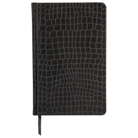 Ежедневник полудатированный А5 (138х213 мм) BRAUBERG "Alligator", под кожу, 192 л., черный, 124985 - Ежедневники с покрытием "под кожу и ткань"