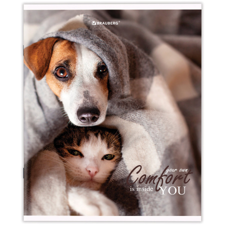 Тетрадь А5 48 л. BRAUBERG скоба, линия, обложка картон, "Питомцы" (микс в спайке), 404386 - Тетради 40-48 листов