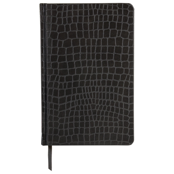 Ежедневник полудатированный А5 (138х213 мм) BRAUBERG "Alligator", под кожу, 192 л., черный, 124985 - Ежедневники с покрытием "под кожу и ткань"