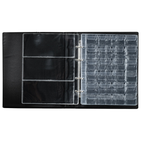 Альбом нумизмата для 297 монет и 6 бон (купюр) "OPTIMA", 230х270 мм, ПВХ, коричневый, STAFF, 238077 - Альбомы для монет и купюр