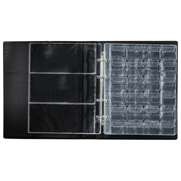 Альбом нумизмата для 297 монет и 6 бон (купюр) "OPTIMA", 230х270 мм, ПВХ, коричневый, STAFF, 238077 - Альбомы для монет и купюр