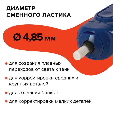 Ластик электрический BRAUBERG "JET", питание от 2 батареек ААА, 8 сменных ластиков, синий, 229616 - Ластики электрические
