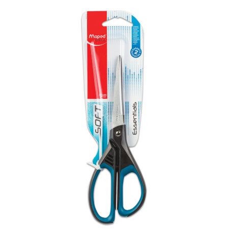 Ножницы MAPED (Франция) "Essentials Soft", 210 мм, прорезиненные ручки, черно-синие, европодвес, 468310, 469210, 468310 - Ножницы универсальные