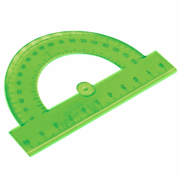 Транспортир пластик 10 см, 180 градусов, BRAUBERG, прозрачный, неоновый, ассорти, 210620 - Транспортиры