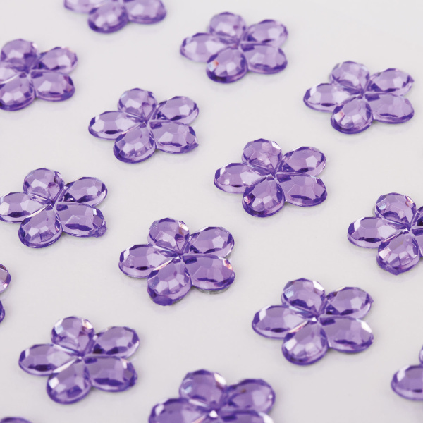 Стразы самоклеящиеся "Цветы", розовые, 10 мм, 45 шт., на подложке, ОСТРОВ СОКРОВИЩ, 661577 - Стразы для творчества