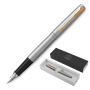 Ручка перьевая PARKER "Jotter Stainless Steel GT", корпус серебристый, позолота, синяя, 2030948 - Ручки перьевые подарочные