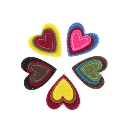 Наклейки из фетра "Сердечки", 12 шт., ассорти, ОСТРОВ СОКРОВИЩ, 661490 - Наклейки для творчества