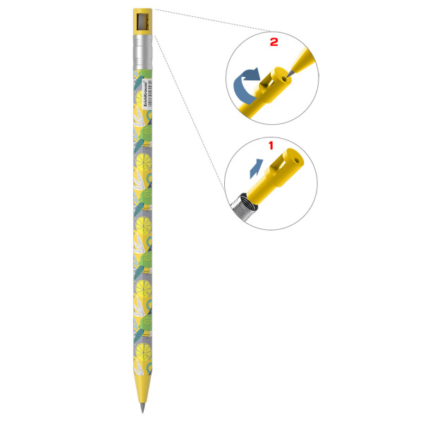 Карандаш механический цанговый 2 мм, ERICH KRAUSE ColorTouch "Lime", корпус ассорти, 56132 - Карандаши механические