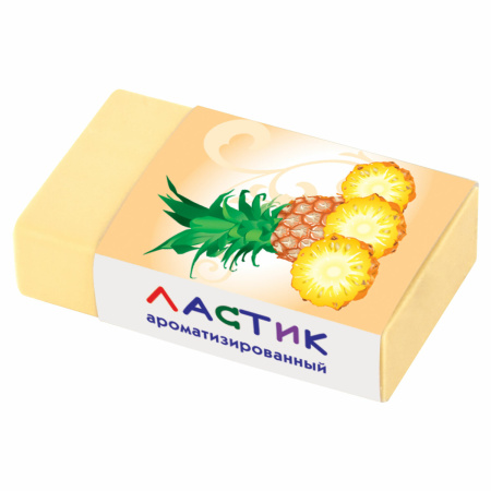 Ластик ПИФАГОР "Фрукты", 35х21х9 мм, ароматизированный, ассорти, картонный держатель, 222477 - Ластики классические