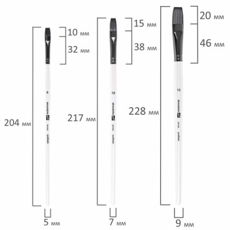 Кисти художественные набор 10 шт., синтетика, в ПВХ-пенале, № 1-10, BRAUBERG ART DEBUT, 201050 - Кисти художественные в наборах