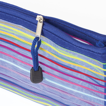 Папка-конверт на молнии МАЛОГО ФОРМАТА (255х130 мм), сетчатая ткань, BRAUBERG "Stripes", 224048 - Папки-конверты на молнии