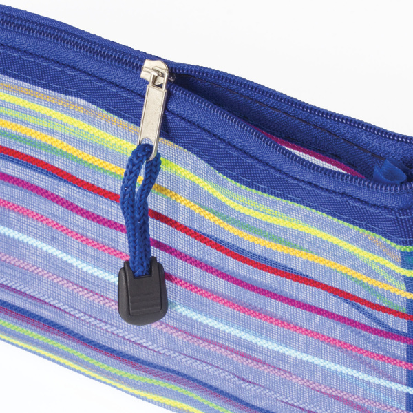 Папка-конверт на молнии МАЛОГО ФОРМАТА (255х130 мм), сетчатая ткань, BRAUBERG "Stripes", 224048 - Папки-конверты на молнии