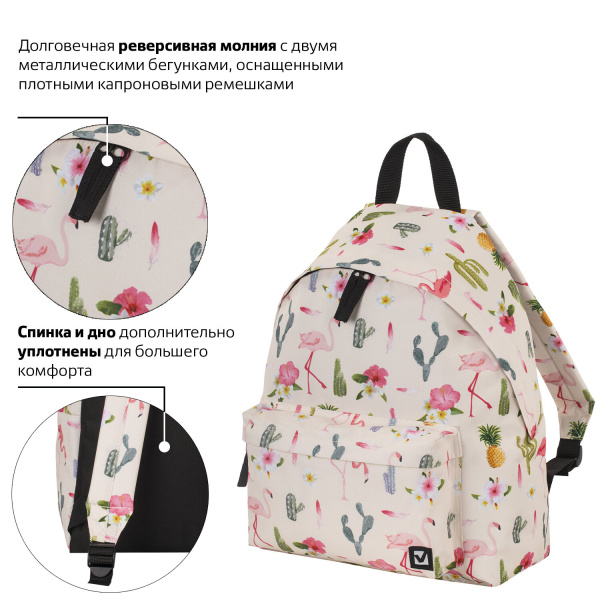 Рюкзак BRAUBERG, универсальный, сити-формат, Tropics, 20 литров, 41х32х14 см, 229882 - Рюкзаки городские для старшеклассников и студентов