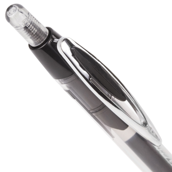 Ручка гелевая автоматическая с грипом BRAUBERG "Officer", ЧЕРНАЯ, корпус тонированный черный, узел 0,5 мм, линия письма 0,35 мм, 141058 - Ручки гелевые автоматические