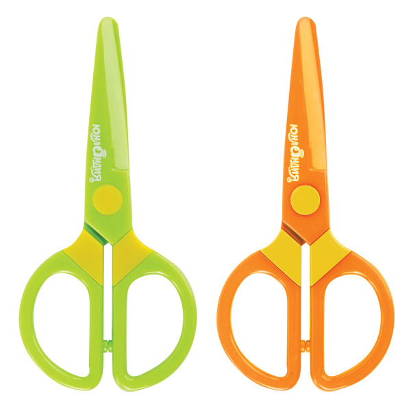 Ножницы ЮНЛАНДИЯ "МУЛЬТЯШКИ", 125 мм, с безопасными пластиковыми лезвиями, ассорти, 236983 - Ножницы детские