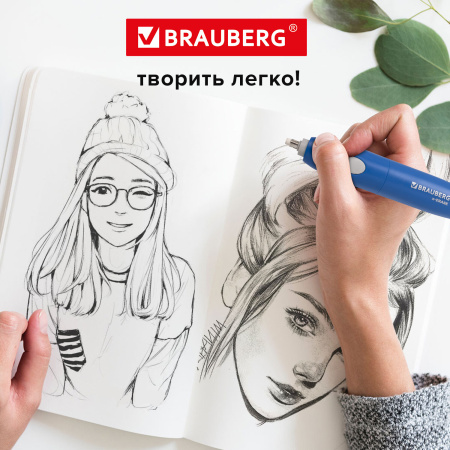 Ластик электрический BRAUBERG "X-ERASE", питание от 2 батареек ААА, + 16 сменных ластиков, 229608 - Ластики электрические
