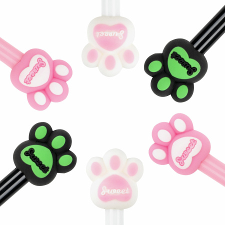 Ручка с топпером шариковая ЮНЛАНДИЯ "Лапка", корпус ассорти, СИНЯЯ, пишущий узел 0,7 мм, 143784 - Ручки фигурные