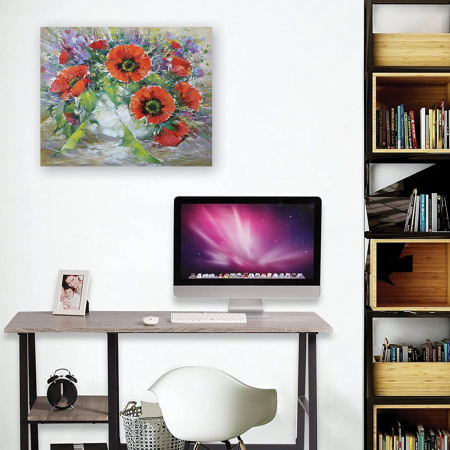 Картина стразами (алмазная мозаика) 30х40 см, ОСТРОВ СОКРОВИЩ "Букет маков", без подрамника, 662572 - Алмазная вышивка