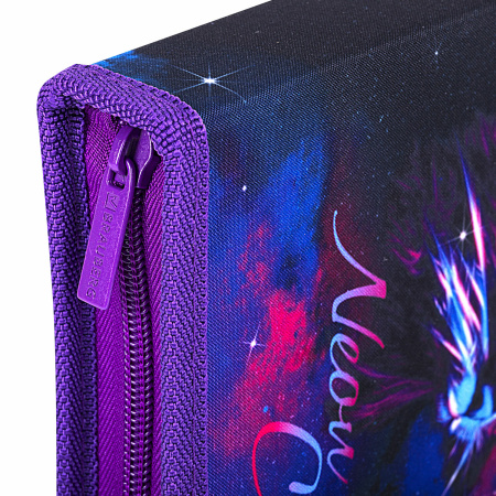 Пенал BRAUBERG с наполнением, 1 отделение, 1 откидная планка, 24 предмета, 21х14 см, "Neon cat", 271523 - Пеналы с наполнением