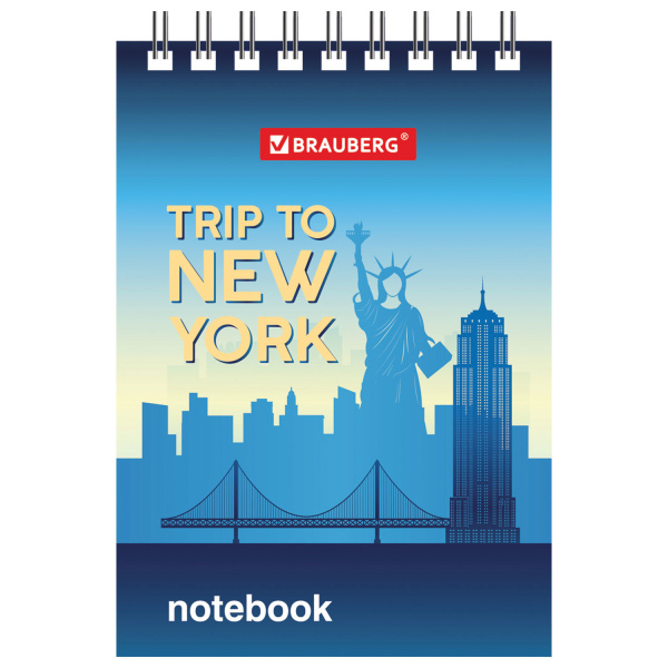 Блокнот МАЛЫЙ ФОРМАТ А7 75х105 мм, 40 л., гребень, картон, клетка, BRAUBERG, "Города", 129856 - Блокноты