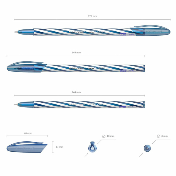 Ручка шариковая масляная ERICH KRAUSE "Candy", СИНЯЯ, корпус ассорти, узел 0,5 мм, линия письма 0,26 мм, 47550 - Ручки шариковые неавтоматические