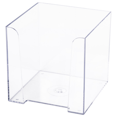 Подставка для бумажного блока BRAUBERG CLASSIC пластиковая, 90х90х90 мм, прозрачная, 238092, ПЛ41