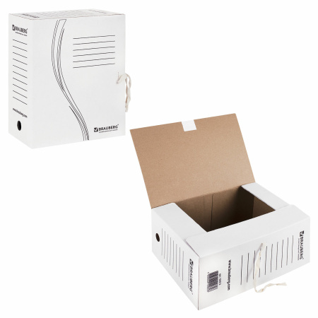 Папка архивная с завязками А4(325х260 мм), 150 мм, до 1400 листов, плотная, микрогофрокартон, БЕЛАЯ, BRAUBERG, 126513 - Накопители документов